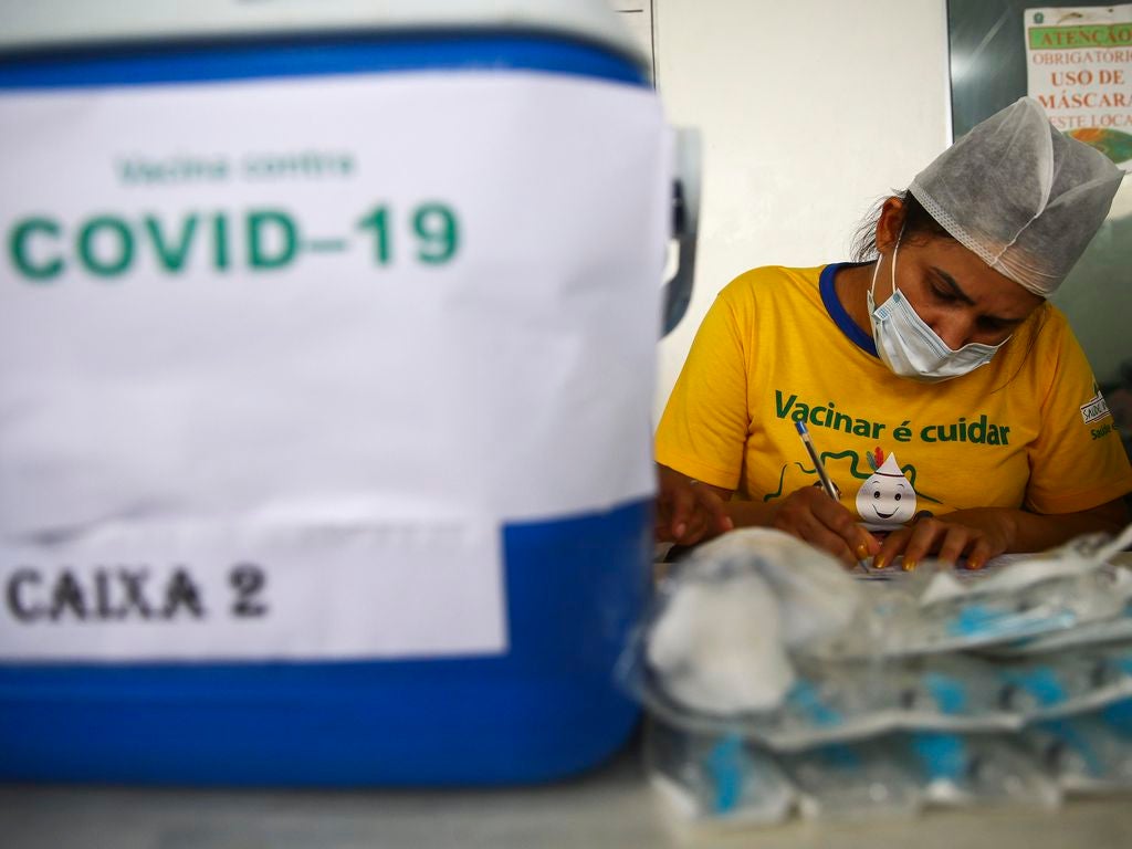 Covid-19 vaccination underway in the Umariaçu indigenous village, near Tabatinga, Amazonas, Brazil.
