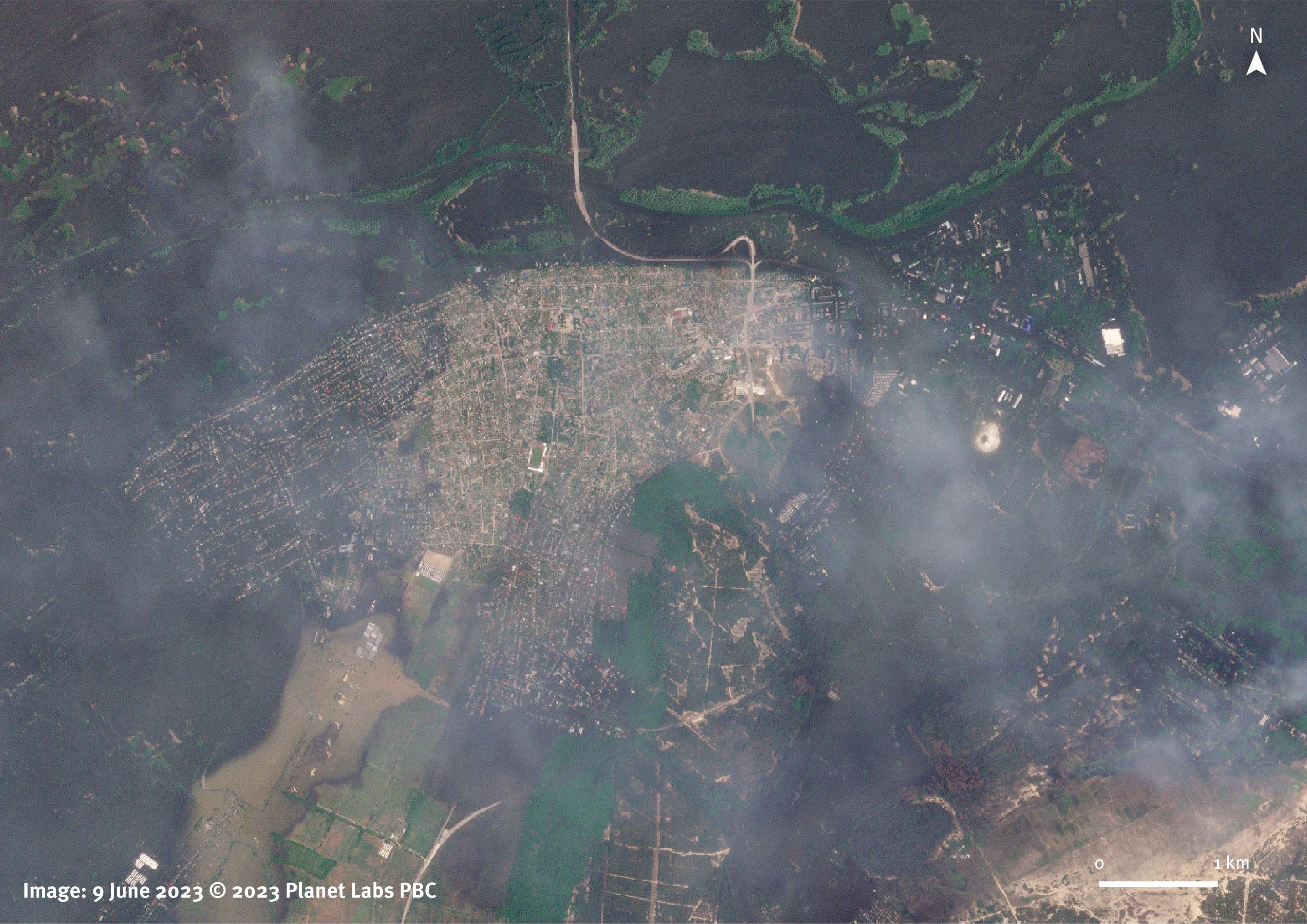 town of Oleshky, Ukraine after destruction of the Nova Kakhovka dam