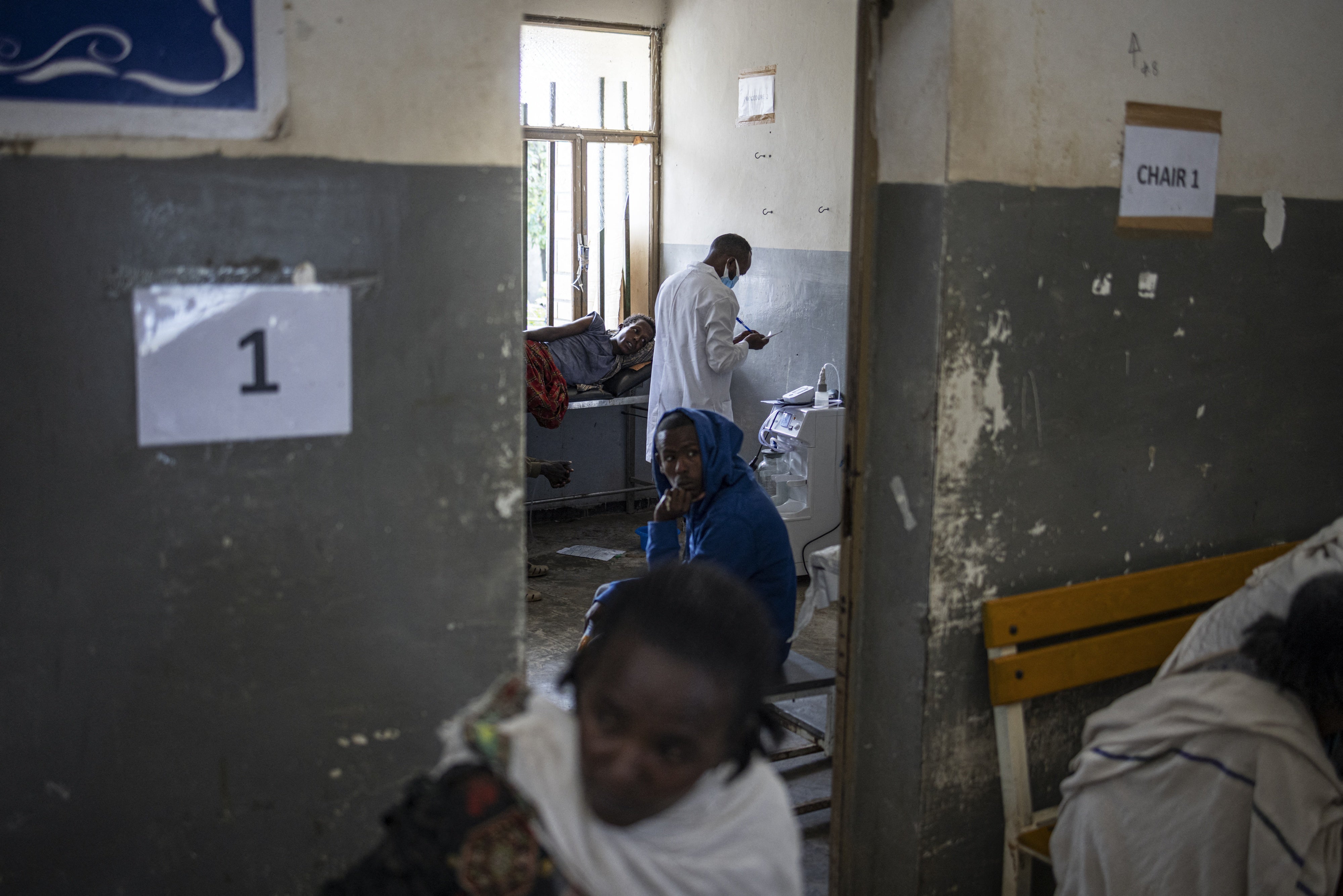A doctor visits a patient at the emergency ward of the Suhul General Hospital in Shire, Ethiopia, October 11, 2024.