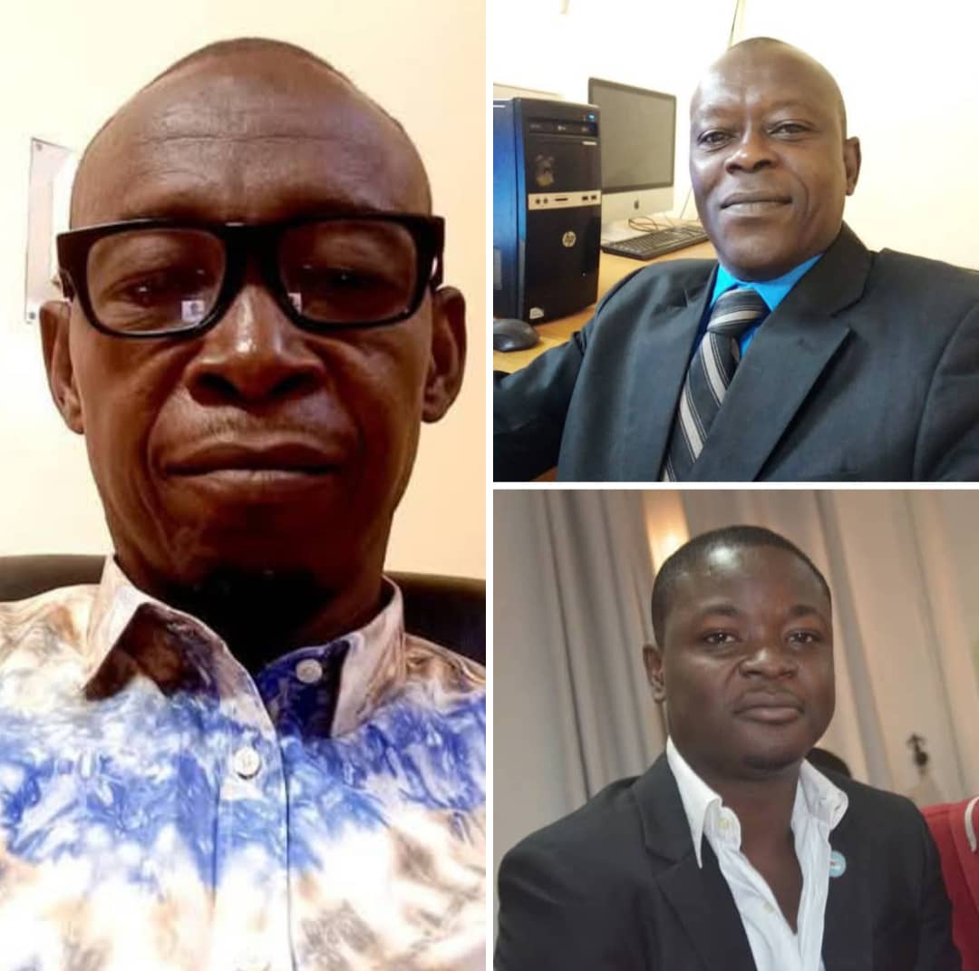 Les journalistes Omar Kane, à gauche, Ibro Chaibou, en haut à droite, et Youssouf Seriba, en bas à droite.