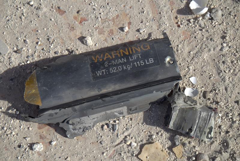 Remnants of an air-launched Hellfire missile found in the ruins of a residential house after a coalition airstrike hit the house, killing 18 civilians, including 18 children. 