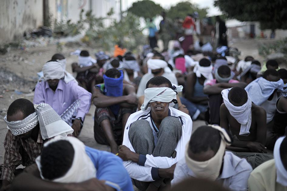 Photo of Somali children blindfolded.