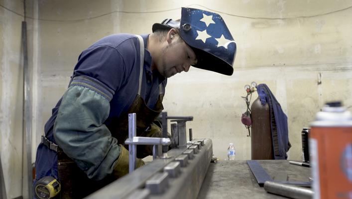 Alan “Superman” Gonzalez welding, June 5, 2018