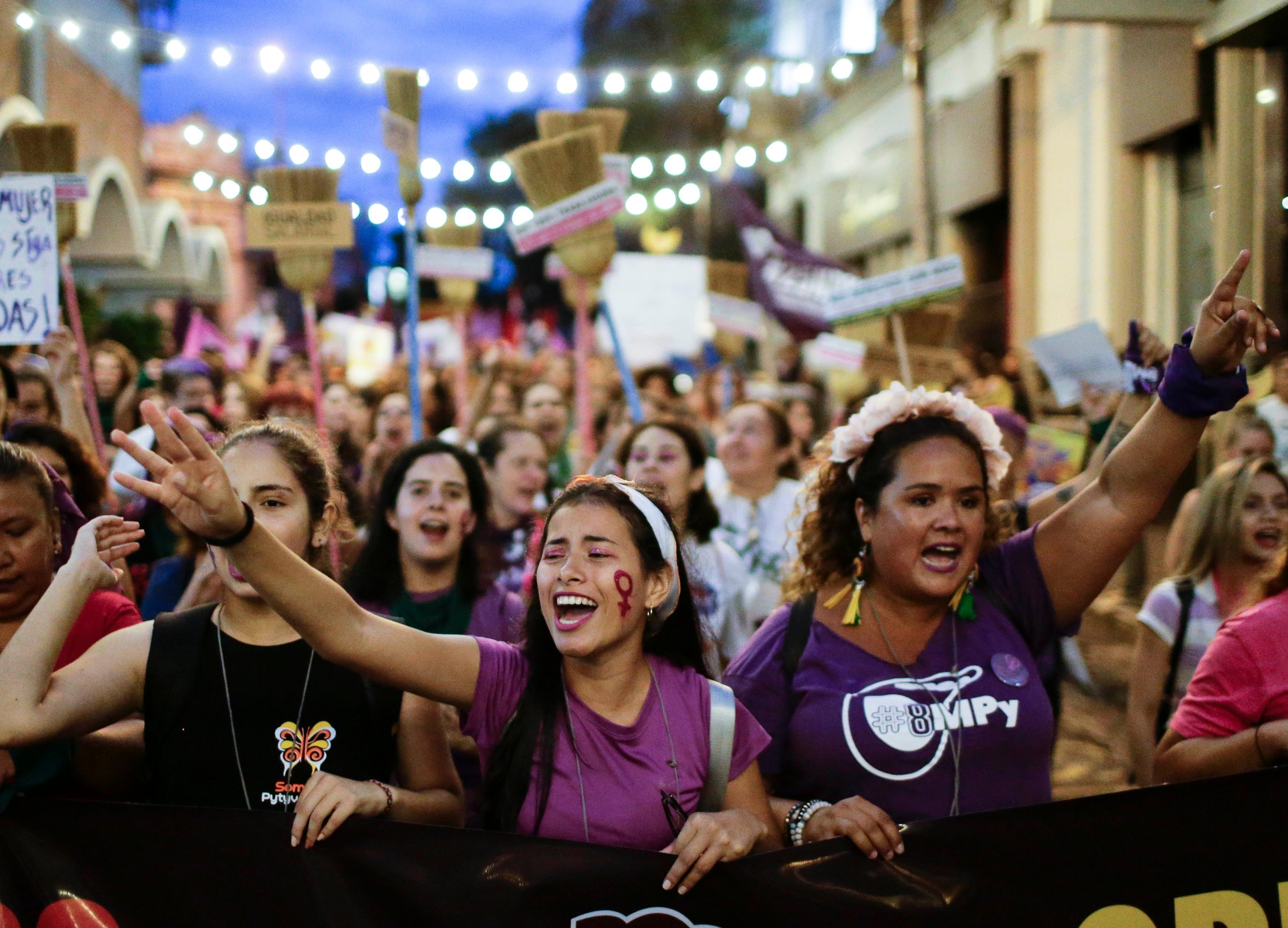Rassemblement en faveur des droits des femmes tenu le 8 mars 2019  à Asuncion, au Paraguay, à l’occasion de la Journée internationale de la femme.