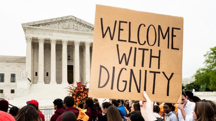 A protest against the "Remain in Mexico" policy in front of the US Supreme Court
