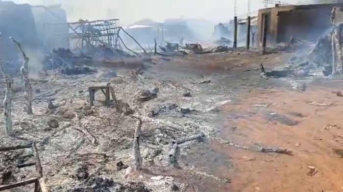 Screenshot of a video showing the aftermath of the January 6, 2026 military strike in Kokoloko, Niger.