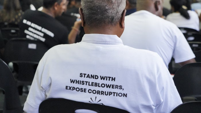 Supporters attend the International Anti-Corruption Day Commemoration in Durban, South Africa, December 8, 2024.