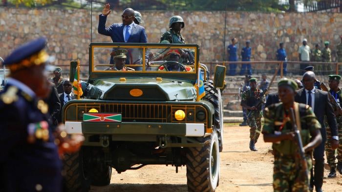 Burundi’s President Pierre Nkurunziza at the Prince Louis Rwagasore stadium in Bujumbura, as Burundi marked its 55th independence anniversary on July 1, 2017.