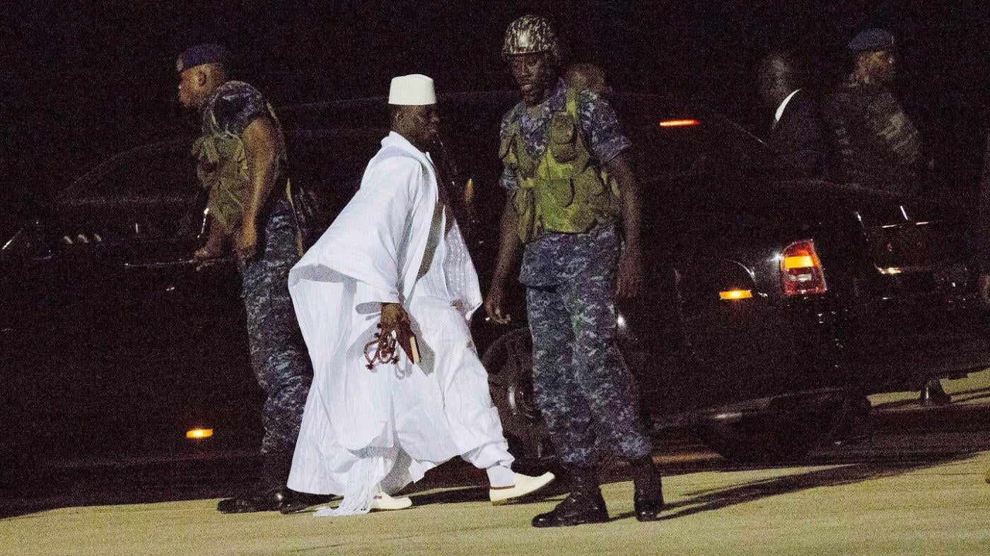 Former Gambia's leader Yahya Jammeh departs Banjul airport in Gambia. 