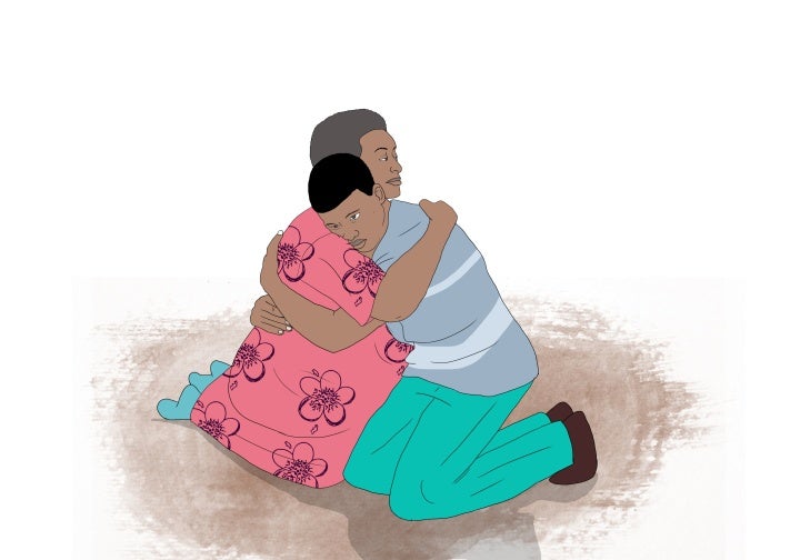 An illustration of a mother hugging their child