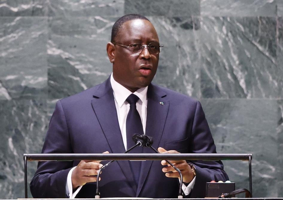 Le président du Sénégal Macky Sall prononce un discours au siège des Nations Unies à New York, le 24 septembre 2021. 