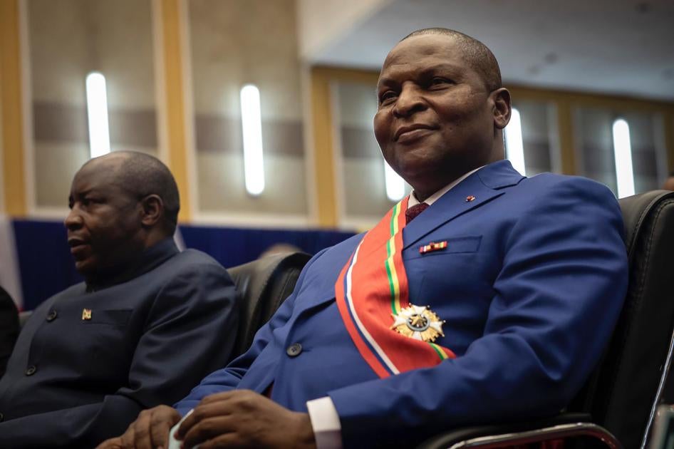 Central Africa Republic President Faustin-Archange Touadéra at his inauguration in Bangui, Central African Republic, March 30, 2021. © 2021 AP Photo/Adrienne Surprenant