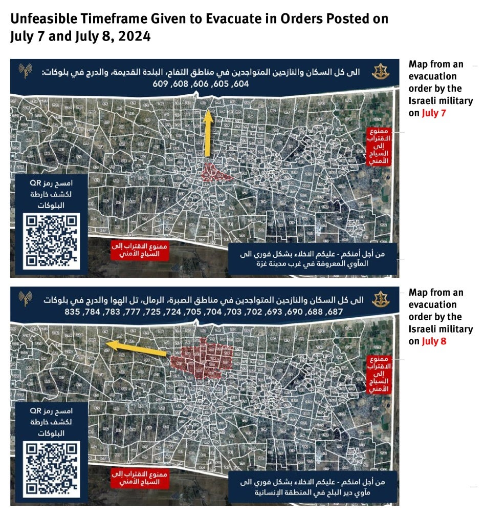 Screenshot of two evacuation orders shared on X/Twitter