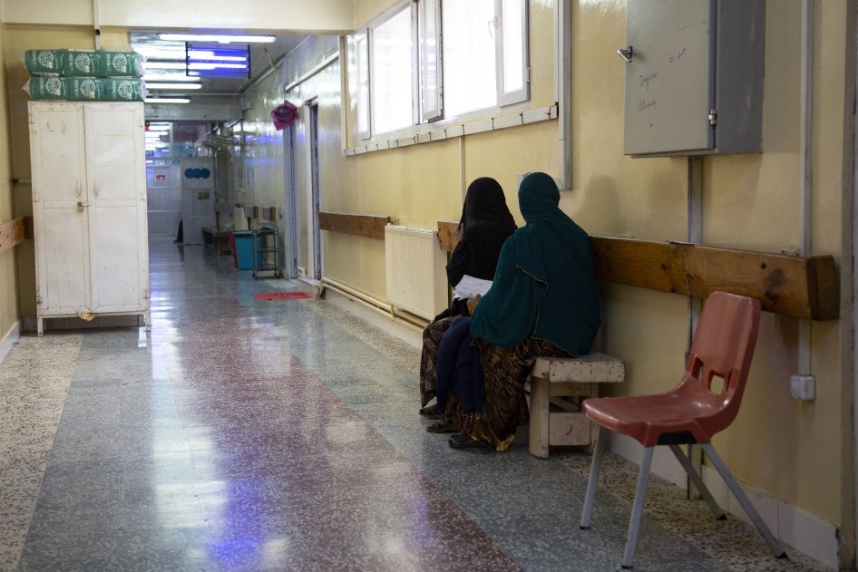 Pregnant women wait in the corridor of the maternity hospital run by Doctors Without Borders in Khost, Afghanistan, December 8, 2023.