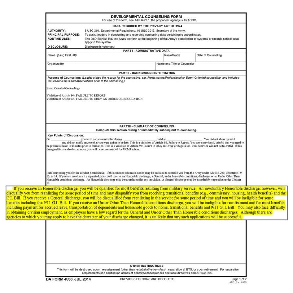 developmental counseling form