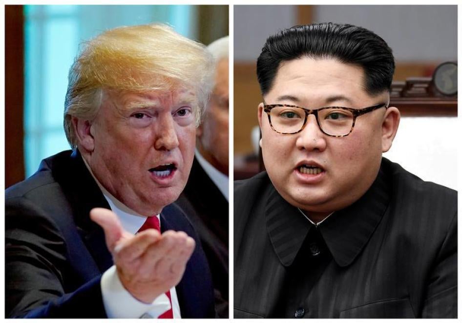 A combination photo shows U.S. President Donald Trump and North Korea leader Kim Jong Un in Washignton, DC, U.S. May 17, 2018 and in Panmunjom, South Korea, April 27, 2018 respectively.
