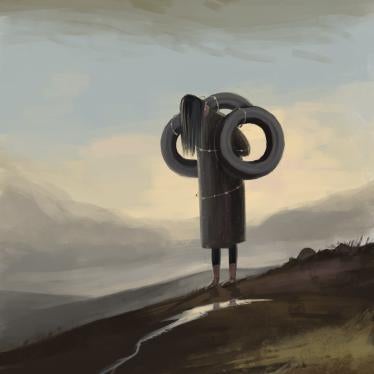 An artistic representation of a domestic violence case in Kyrgyzstan. © Tatiana Zelenskaya