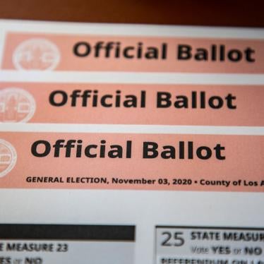 A mail-in ballot from the Los Angeles County Registrar Recorder for the November 3, 2020 election, September 5, 2020. 