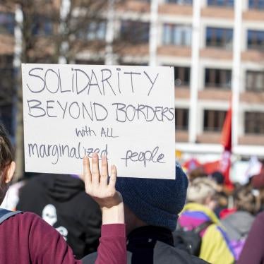 A participant at a feminist protest on international women’s day in Munich, Germany on 8 March 2020.