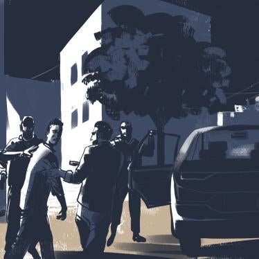 Armed men push a man into a vehicle