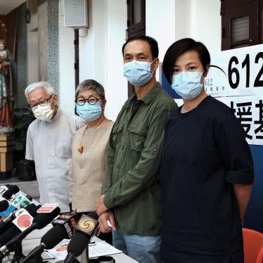 From left, retired Archbishop of Hong Kong Cardinal Joseph Zen, barrister Margaret Ng, Professor Hui Po-Keung, and singer Denise Ho attend a press conference to announce the closure of the 612 Humanitarian Relief Fund