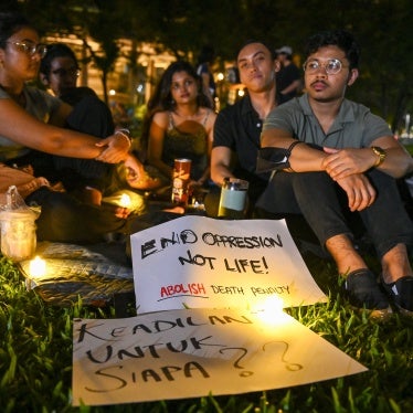 A vigil for Malaysian national Nagaenthran K. Dharmalingam, sentenced to death for trafficking heroin into Singapore, at Speakers’ Corner in Singapore, April 25, 2022.