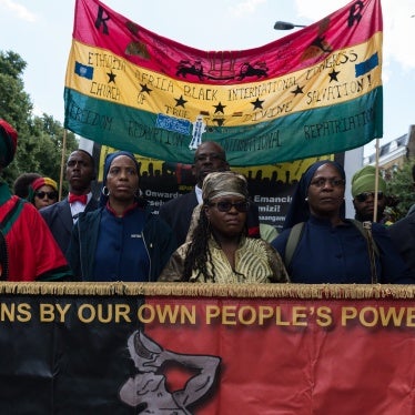 Hundreds of people of African descent took part in the African Emancipation Day Reparations March in London, August 1, 2017. 