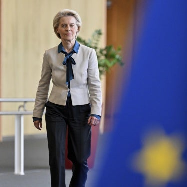 European Commission President Ursula von der Leyen arrives to attend a meeting with leaders of the European chemical industry at EU headquarters in Brussels, May 12, 2025. 