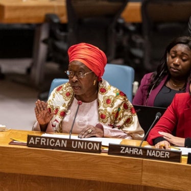 Bineta Diop from the African Union Special Envoy on Women and Peace and Security briefs the Security Council in New York, October 20, 2022.