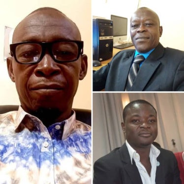 The journalists Omar Kane, left, Ibro Chaibou, top right, and Youssouf Seriba, bottom right.