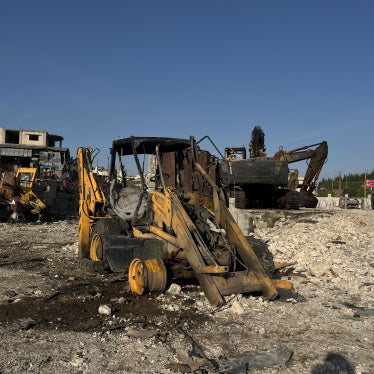 A destroyed bulldozer and other damaged heavy machinery from an Israeli airstrike on September 3, 2025 on Ansariyeh, southern Lebanon.