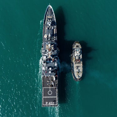 The Italian Navy ship Libra in the Adriatic Sea off the coast of Albania, April 11, 2025. 