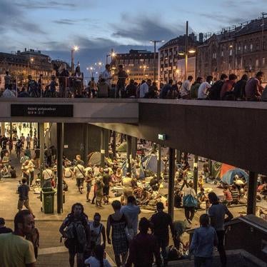 A view of Budapest's Keleti train station in Hungary where refugees and asylum seekers wait to be let on trains to Germany. September 2, 2015.