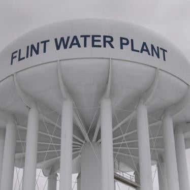 The top of a water tower is seen at the Flint Water Plant in Flint, Michigan January 13, 2016.