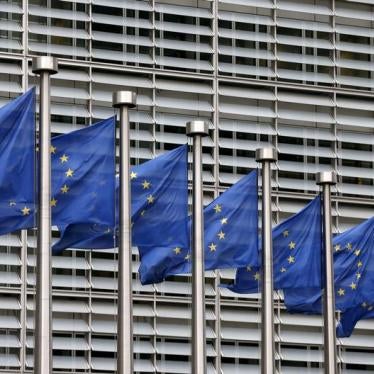 European Union flags flutter outside the EU Commission headquarters in Brussels, Belgium, October 28, 2015.